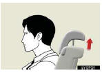 Always raise the head restraint one level from the stowed position when using.