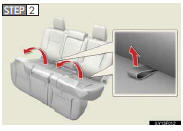 Push the seatback lock release button and fold them down.