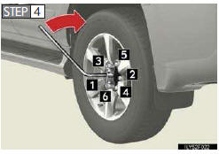Firmly tighten each nut two or three times in the order shown in the illustration.