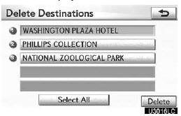 3. Touch the destination for deletion.