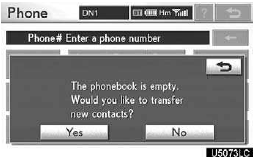 2. Touch “Yes” if you want to transfer new contacts from a cellular phone.