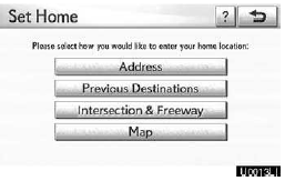 5. Enter the location in the same way as for a destination search. (See