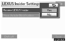 1. Touch “Receive LEXUS Insider”.