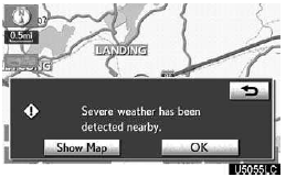 “Show Map”: When this button is touched, the “XM NavWeather” screen will