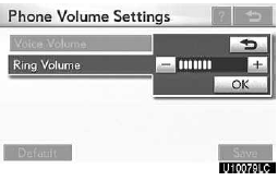 2. Touch “–” or “+” to adjust the ring volume.