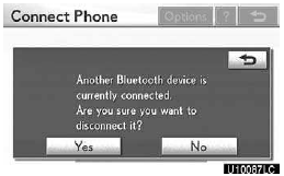 When another Bluetooth device is currently connected, this screen is displayed.