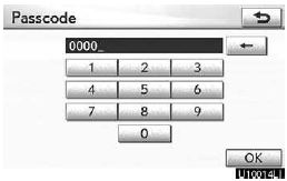 2. Input a passcode and touch “OK”.