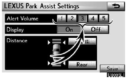 4. Touch the desired button. The volume has 5 levels, increasing with
