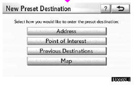 4. There are 4 different methods to search preset destinations.