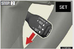 Accelerate or decelerate the vehicle to the desired speed, and push the lever