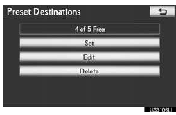 5 Touch the preset destination to be deleted.