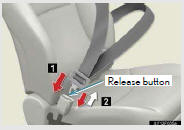 1. To fasten the seat belt, push the plate into the buckle until a click