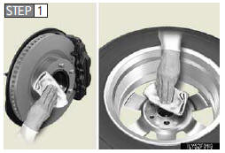 Remove any dirt or foreign matter from the wheel contact surface.