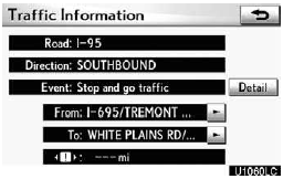 Traffic information is displayed on the screen.