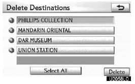 3. Touch the destination for deletion.