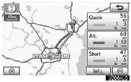 2. Touch “Quick”, “Alt.” or “Short” to select the desired route.