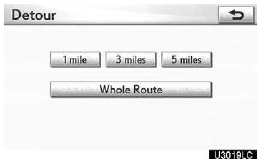 3. Touch the button below to select the desired detour distance.