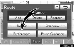 2. Touch “Preferences” to change the conditions that determine the route to
