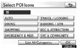 Touch the desired POI categories.