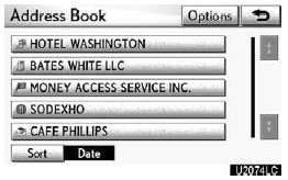 3. Touch the button of the desired address book entry.