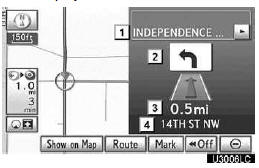 1. Exit number, street name containing number or next street name