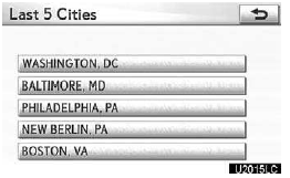 2. Touch the button of the desired city name.