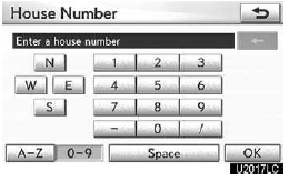 4. Touch numbers directly on the screen to input a house number.