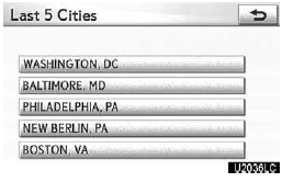 3. Touch the button of the desired city center name.