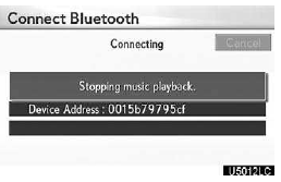 This screen is displayed, and the Bluetooth audio will stop temporarily
