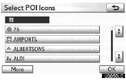 Touch the desired POI categories from the list.