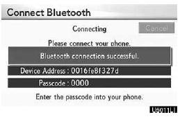 5. When the connection is completed, this screen is displayed.