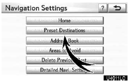 3. Touch “Preset Destinations”.