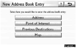 5. Enter the location in the same way as for a destination search.