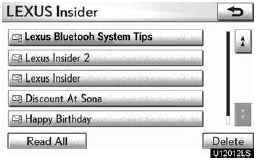 1. Touch “Delete” on the “LEXUS Insider” screen.