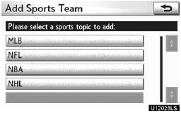 2. Touch the sporting league of the team you would like to enter.