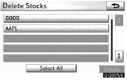 2. Touch the stock you would like to delete or touch “Select All”.
