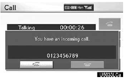 When a connected call is interrupted by a third party, this screen is displayed.