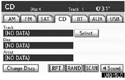 Searching for a desired track — Touch “SCAN” on the screen or push the “SCAN”