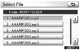 Touch the desired file number. The changer will start playing the selected file