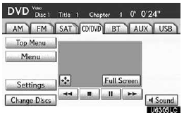 Touch “CD/DVD” tab to display this screen. Touch “Settings” on “DVD” screen,
