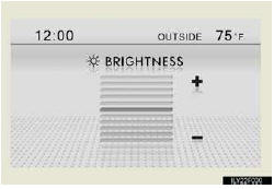 Press the display adjustment switch (“∧” or “∨”) to adjust the brightness.