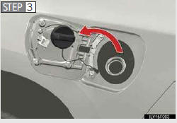 Hang the fuel tank cap on the back of the fuel filler door.