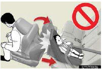 • Child restraint system installed on the third seat should not contact the second