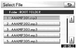 Touch the desired file or track number. The changer will start playing the selected