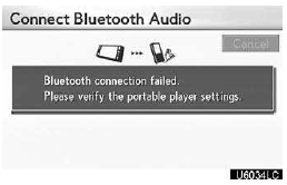 This screen will appear when the connection has failed.