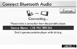 Connect the portable audio player to the Bluetooth audio system.