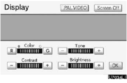 Select the desired button to adjust color, tone, contrast and brightness.