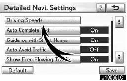 4. Touch “Driving Speeds”.