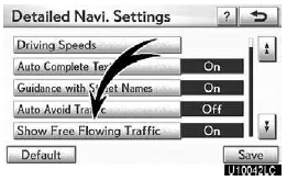 4. Touch “On” of the “Show Free Flowing Traffic”.