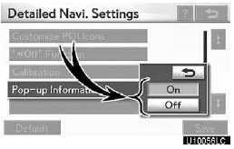 5. Touch “On” or “Off”.